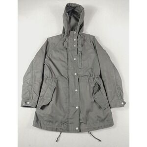Gap Coat Womens Small Gray Hooded‎ Cotton Parka Sherpa Lined Drawstring Winter